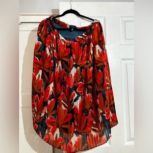 Printed pleated midi skirt